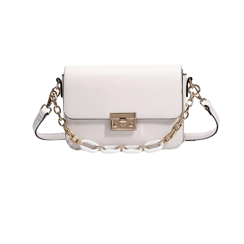 Women’s Small PU Leather Square Handbag – Chain Strap, Lacquered Finish, Urban Style