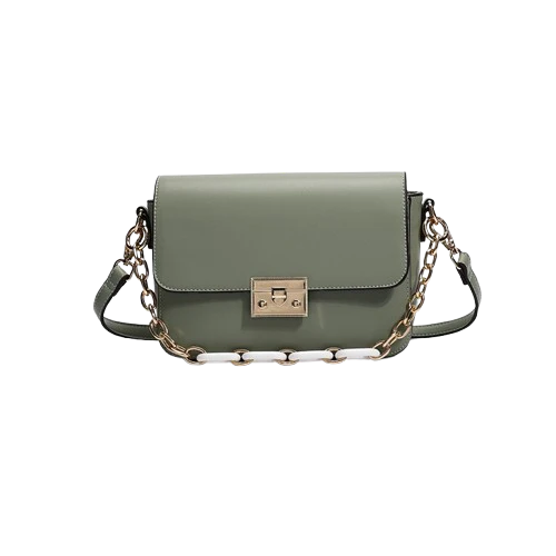 Women’s Small PU Leather Square Handbag – Chain Strap, Lacquered Finish, Urban Style