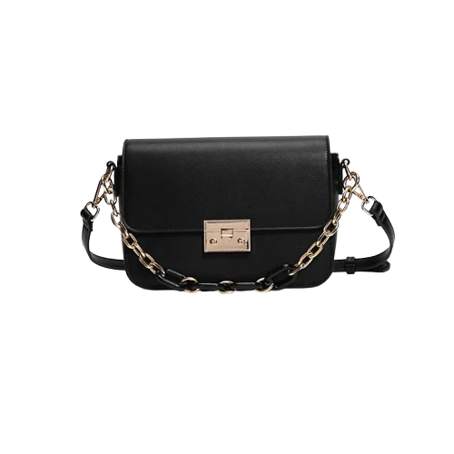Women’s Small PU Leather Square Handbag – Chain Strap, Lacquered Finish, Urban Style