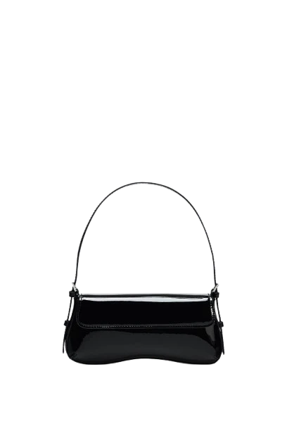 Women’s Glossy PU Leather Shoulder Bag – Patent Look Flap Purse with Magnetic Clasp and Adjustable Strap
