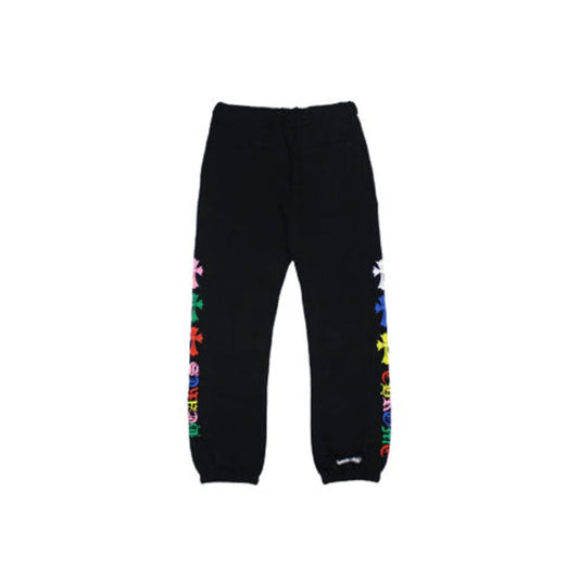 Chrome Hearts Sweatpants Black – Multicolor Cross Patch Joggers | Unisex Designer Streetwear Cotton Pants USA